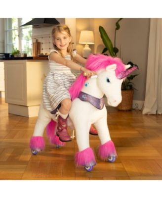 Model Y Pink/Purple Unicorn Rideable Toy for Age 4-7