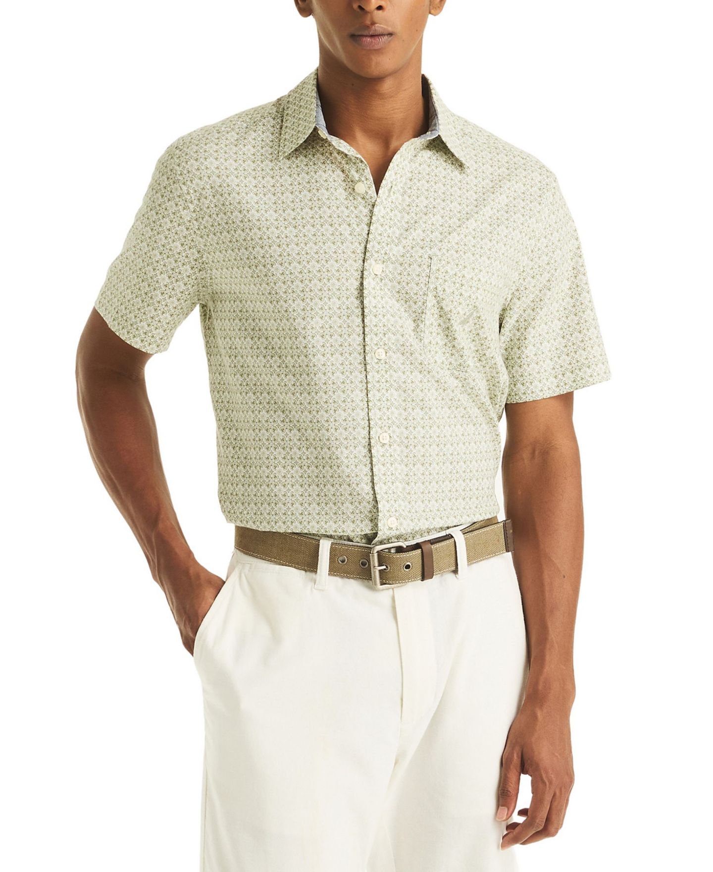 Мужская рубашка Nautica Printed Short-Sleeve, цвет: Пепельный розовый — фото 6