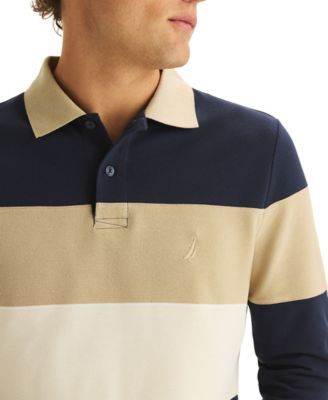 Men's Color-Block Long-Sleeve Rugby Polo Shirt