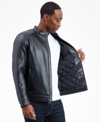 Men's Faux Leather Moto Jacket