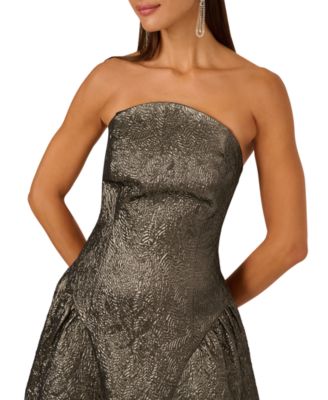 Women's Strapless Metallic Ankle-Length Dress