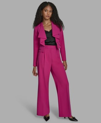 Women's Ruffle Collar Long Sleeve Cropped Jacket