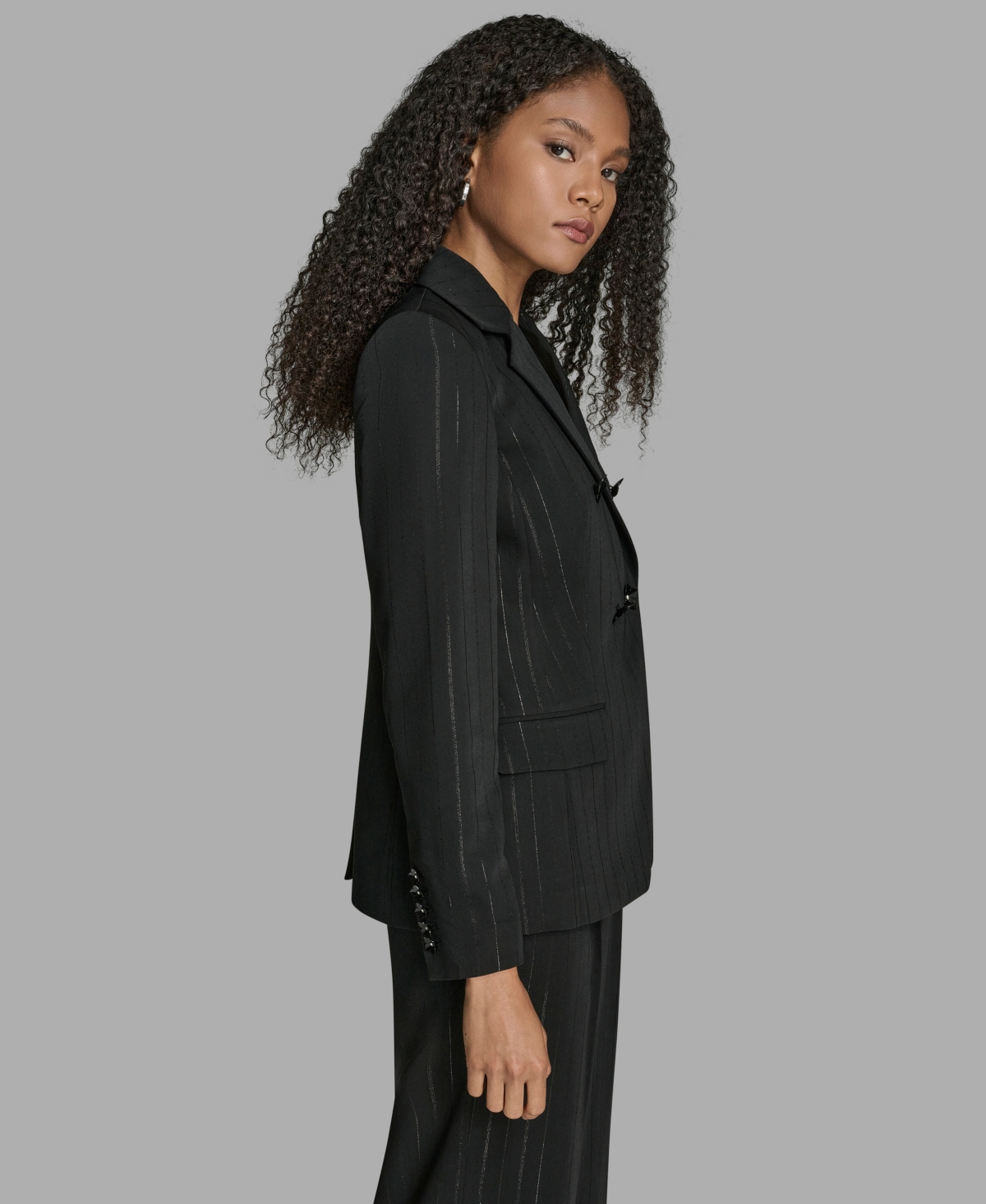 Bcbg Women's Pinstripe Double Breasted Jacket In Black