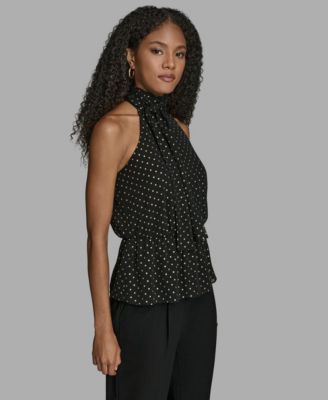 Women's Polka Dot Print Halter Neck Blouse