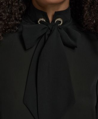 Women's Long Sleeve Tie Neck Blouse