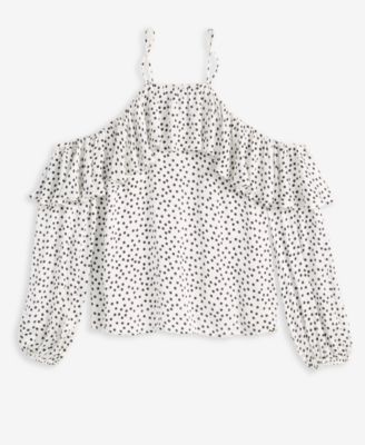 Women's Cold-Shoulder Ruffle-Trim Blouse, Macy's Exclusive 