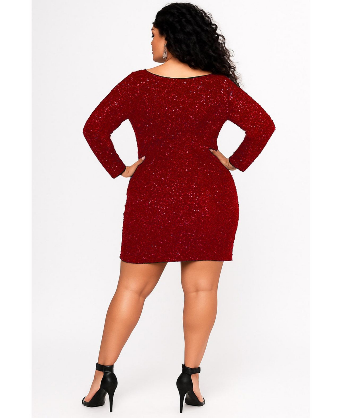 Sydney's Closet Women's Long Sleeve Sequin Cocktail Dress