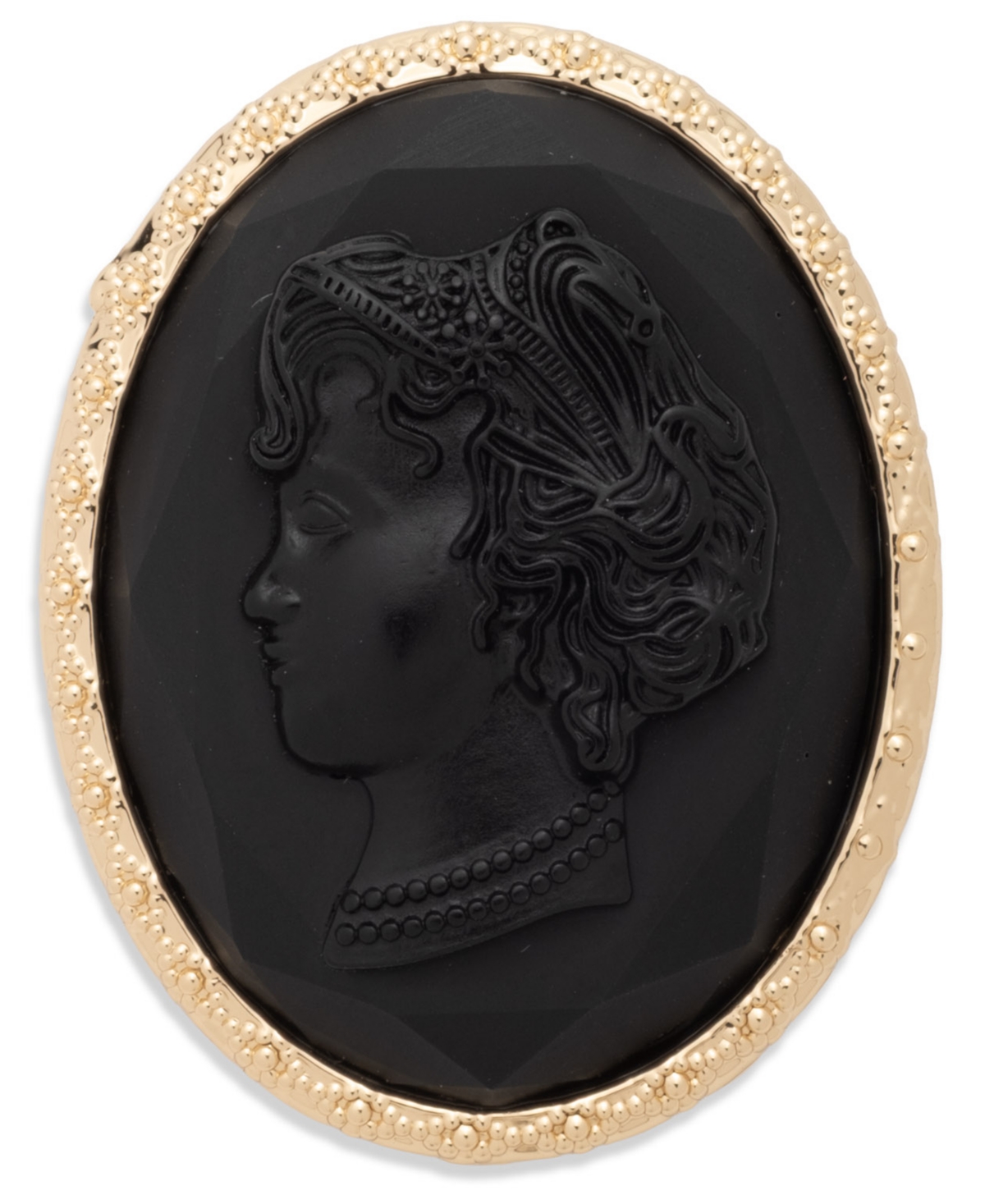 Ralph Lauren Epoxy Stone Black Antique Pin In Black