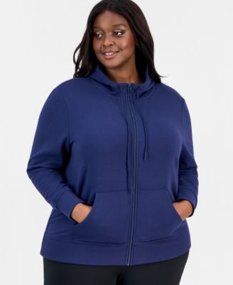 Plus Size Relaxed Full-Zip Fleece Hoodie