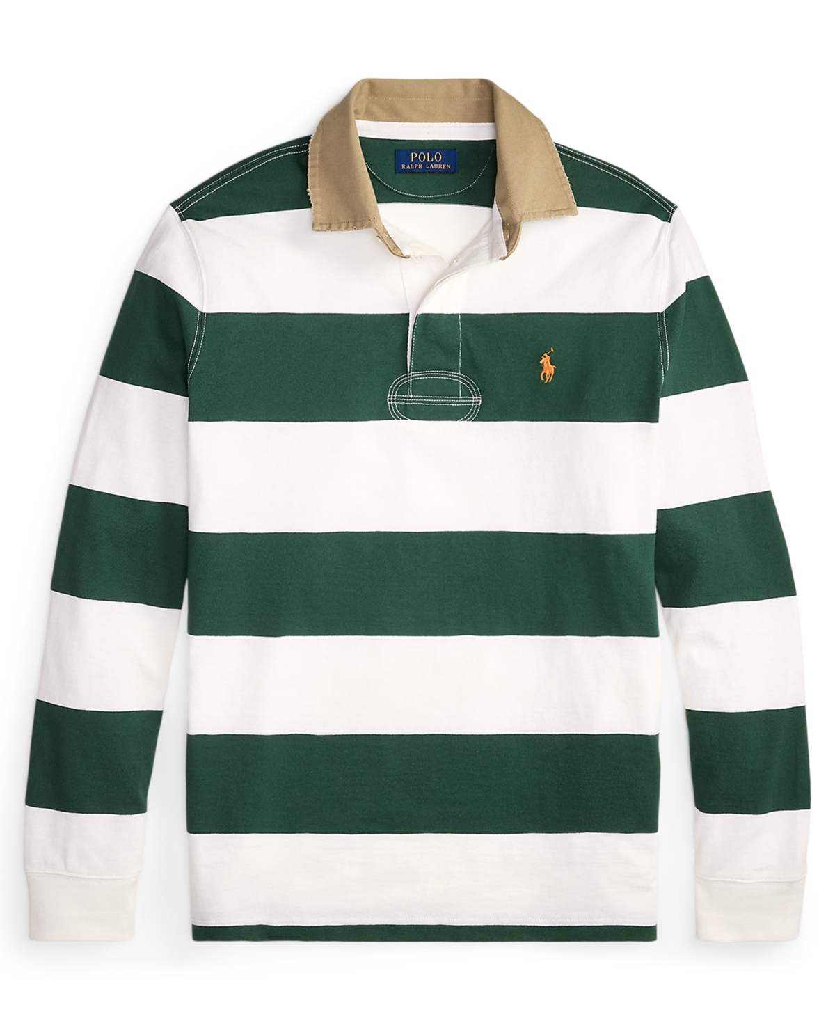 Polo Ralph Lauren Classic Fit Khaki Collar Rugby Shirt In Green