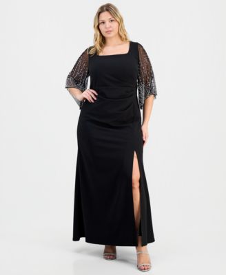 Plus Size Chiffon-Sleeve Gown