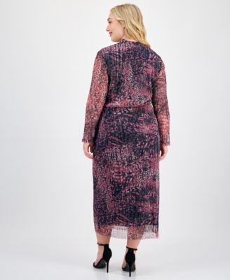 Plus Size V-Neck Twist-Front Midi Dress