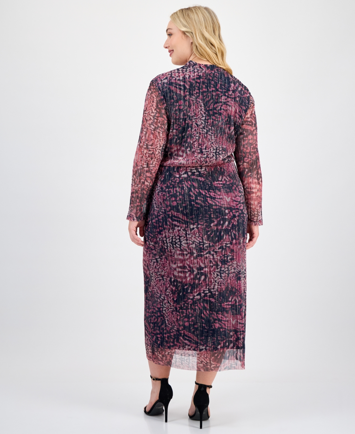 Anne Klein Plus Size V-neck Twist-front Midi Dress In Multi