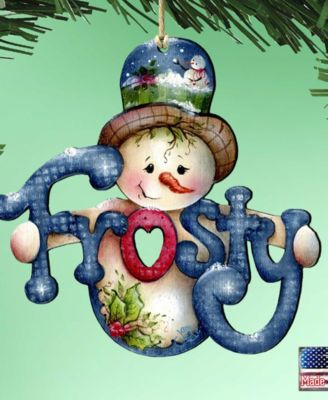 Frosty Wooden Holiday Ornament