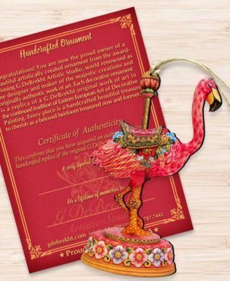 Carousel Flamingo Holiday Wooden Ornament