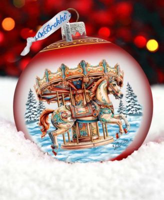 G. Debrekht Winter Wonderland Carousel Christmas Glass Ornament