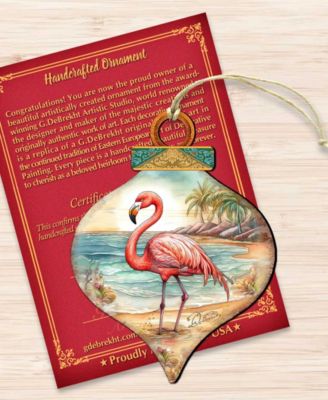Flamingo Charm Christmas Wood Ornament