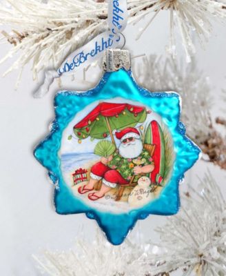 Santa on Beach Glass Ornament by S. Winget