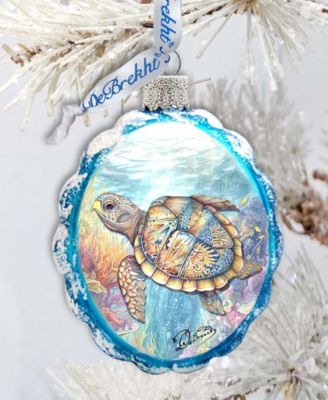 Turtle Christmas Glass Ornament