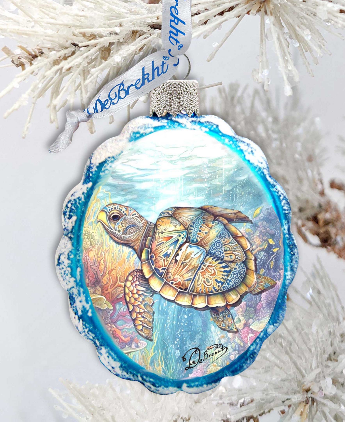 Designocracy Turtle Christmas Glass Ornaments In Multi