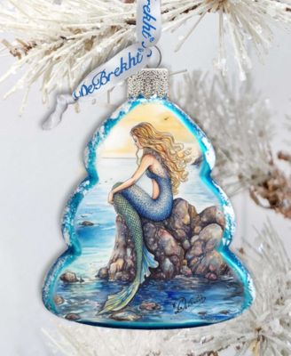 Mermaid Christmas Glass Ornament