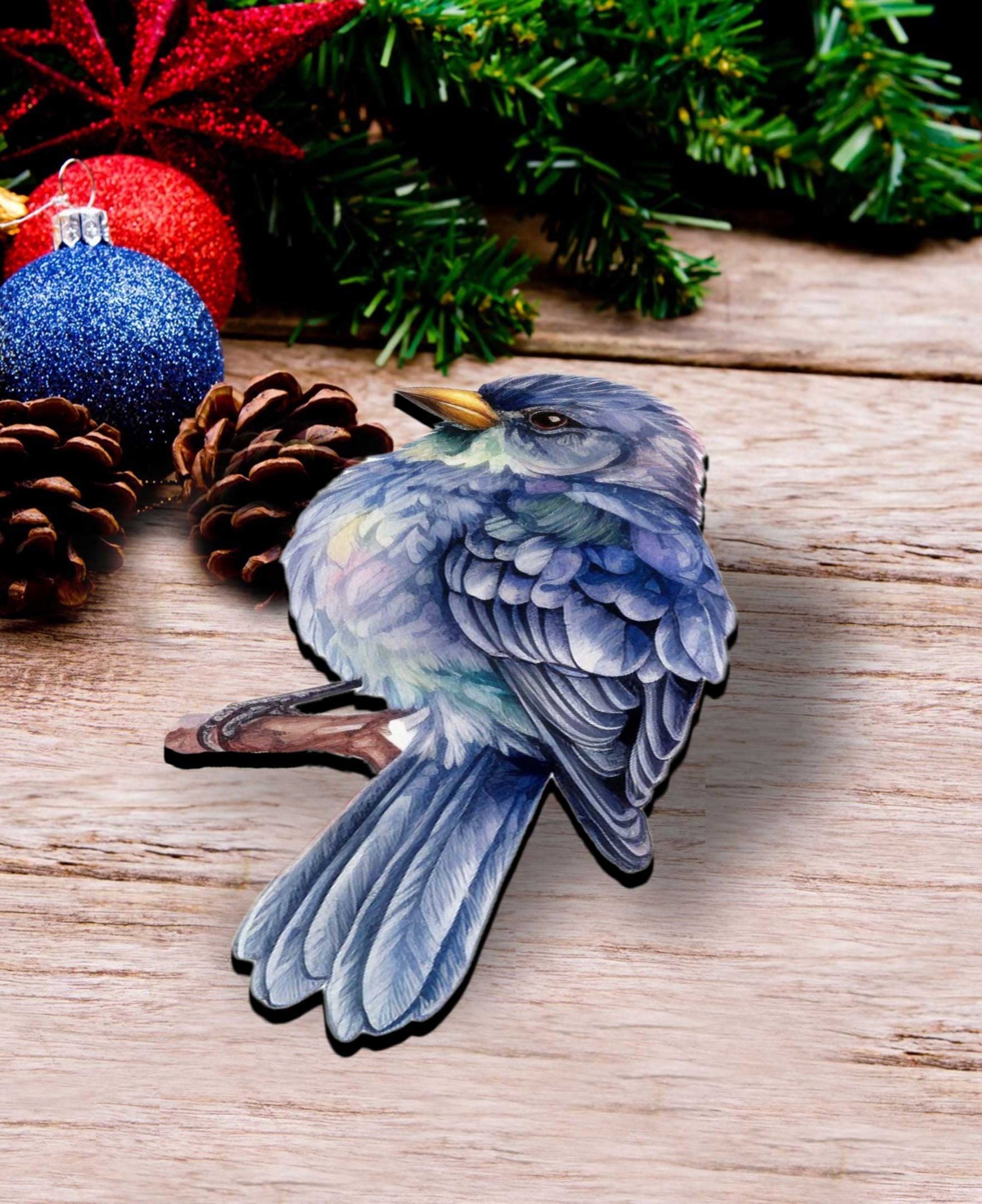 Designocracy Winter Birds Wood Clip-on Ornaments, Set 3 In Multi