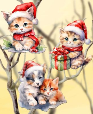 Christmas Cats Clip Ornaments, Set 3
