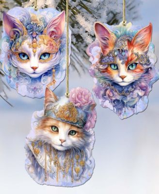 Beautiful Cats Holiday Ornaments, Set of 3