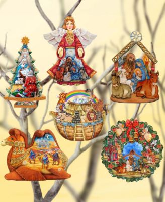 Nativity Wooden Clip-on Ornaments, Set of 6