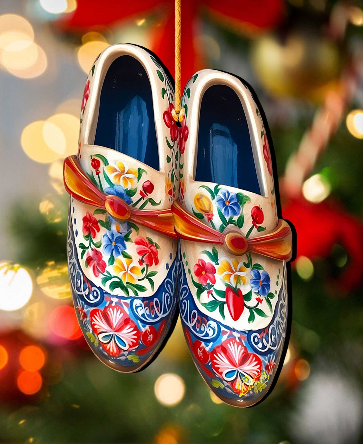 Designocracy Danish Shoes Christmas Wooden Ornament In Multi