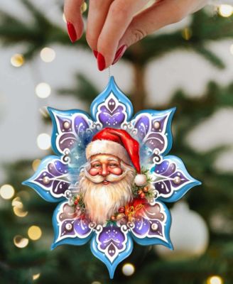 Smiling Santa Snowflake Holiday Ornament