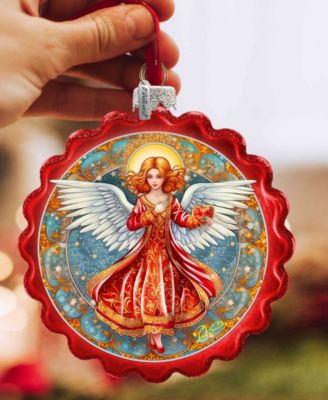 Angel with Love Glass Christmas Ornament