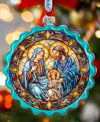 Family Love Classic Nativity Glass Ornament