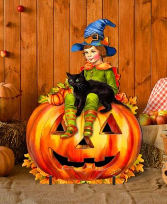 Boy on Pumpkin Outdoor D&eacute;cor