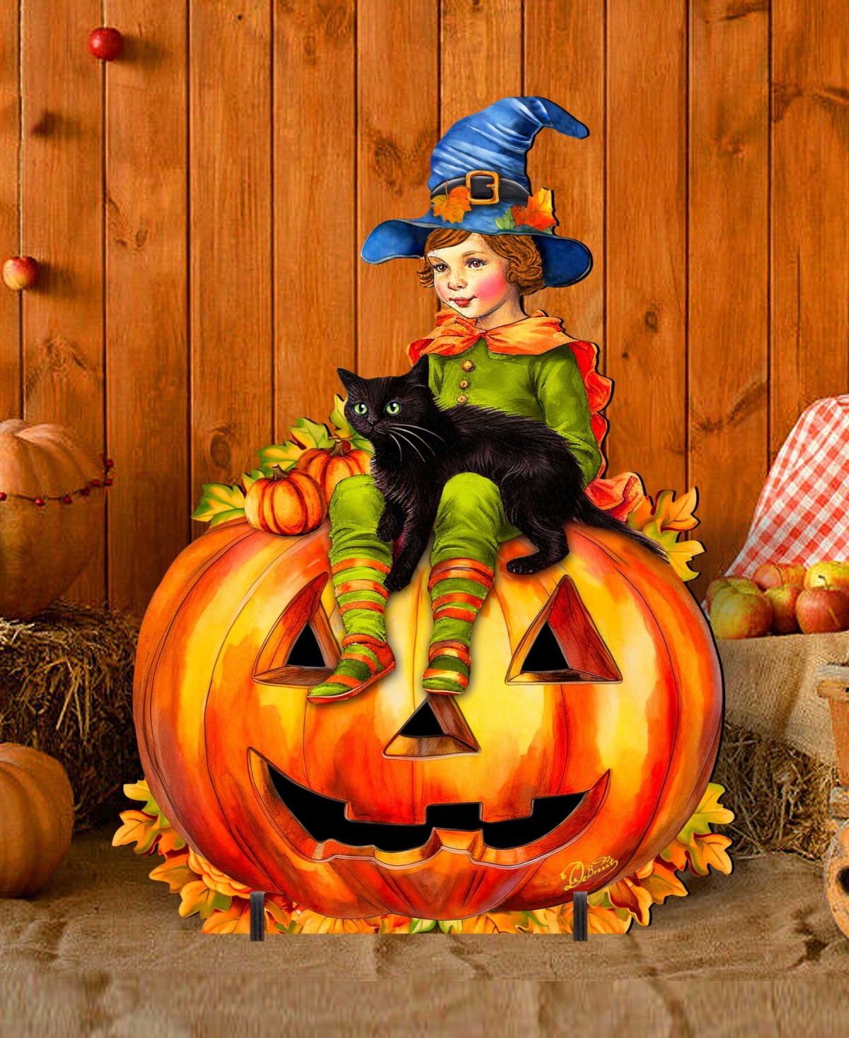 Designocracy Boy On Pumpkin Outdoor Decor In Multi