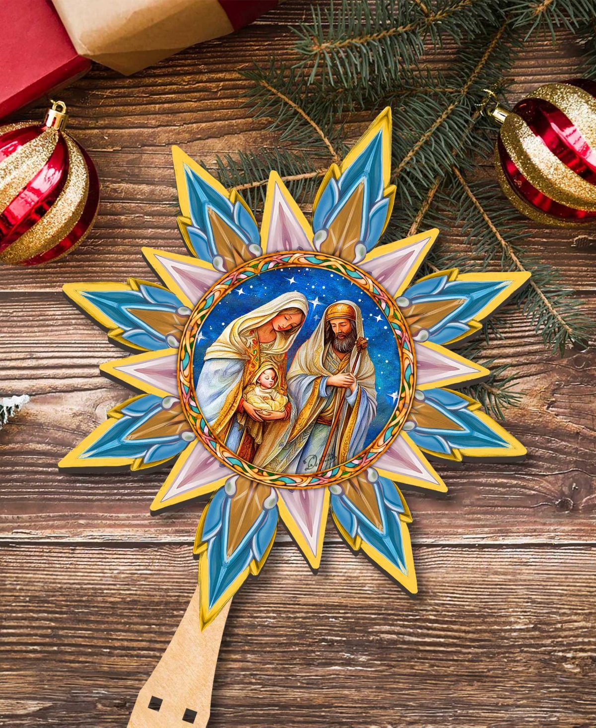 Designocracy Born Under Bright Star Wood Tree Topper In Multi