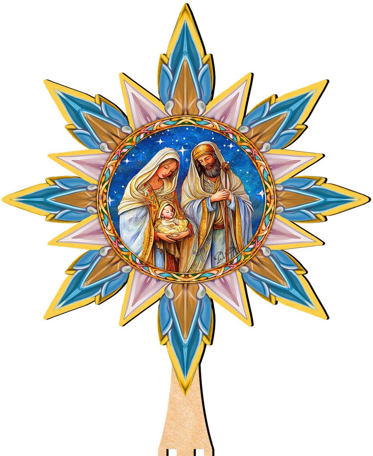 Designocracy Born Under Bright Star Wood Tree Topper In Multi