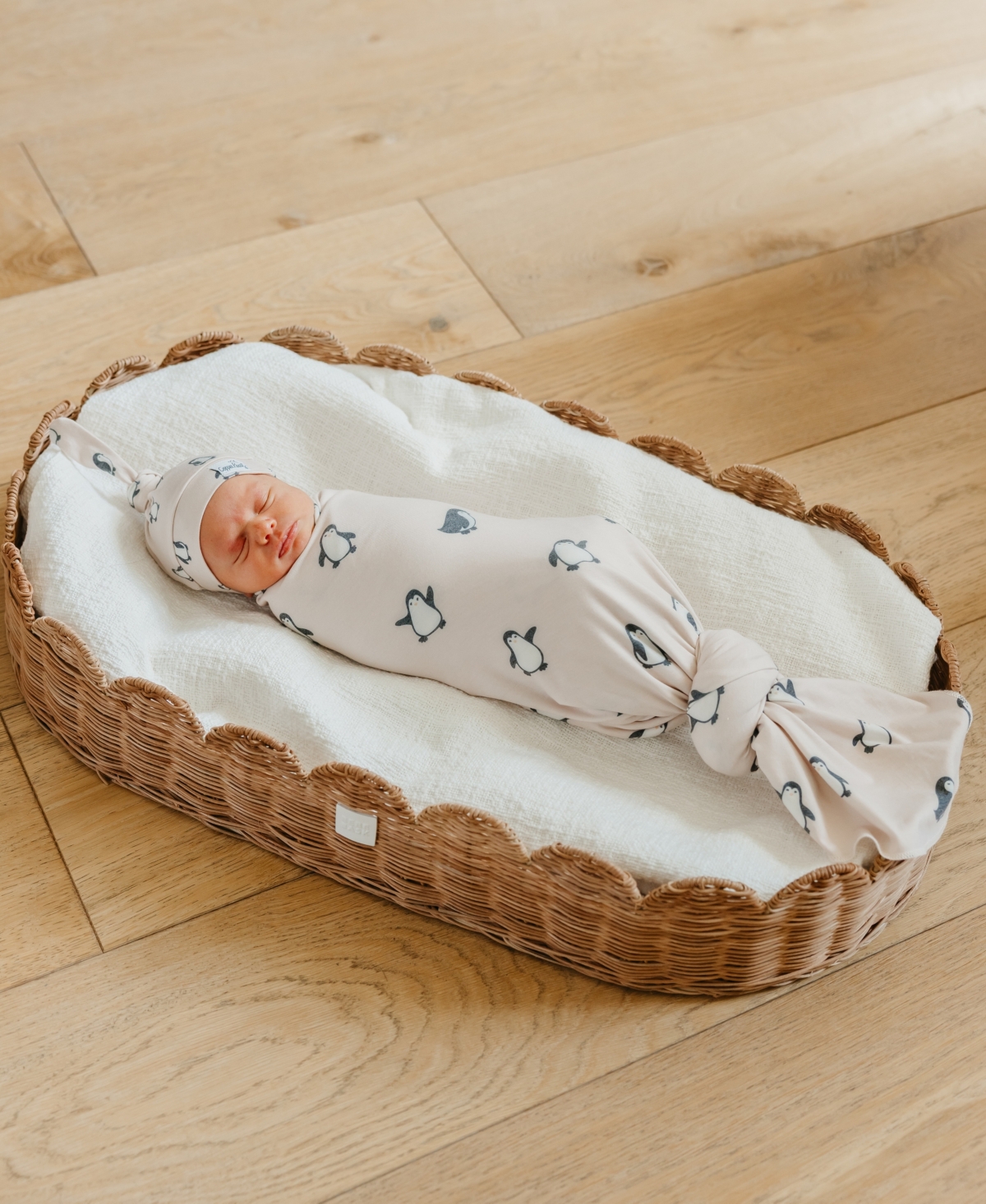 Copper Pearl Baby Penguins Knit Blanket