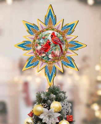 Christmas Cardinals Wooden Tree Topper