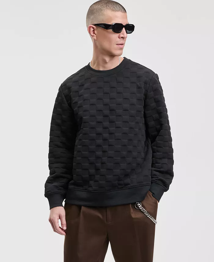Men's Cube Textured Crewneck Sweatshirt