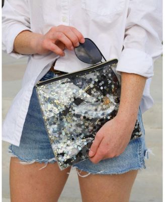 Spirit Squad Confetti Everything Pouch Makeup Bag Travel BagCosmetic Bag for Women (Blackout