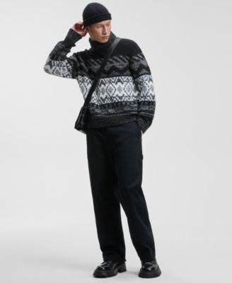Men's Relaxed Fit Long Sleeve Fair Isle Turtleneck Sweater, Macy Exclusive