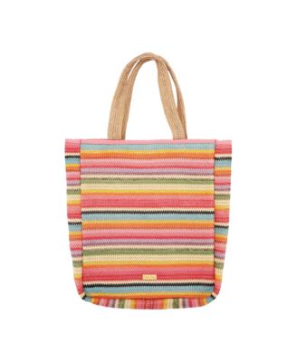 Smiley Face Woven Rainbow Tote | Beach Bag | Work Bag
