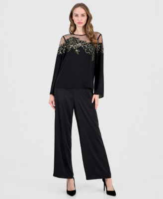 Women's Crewneck Floral Illusion Blouse