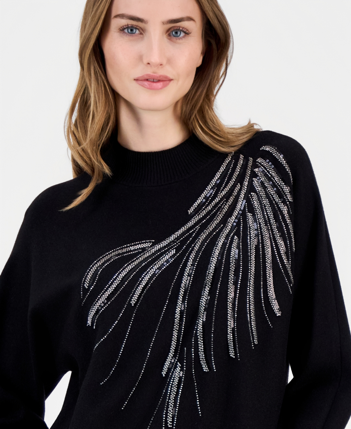 T Tahari Women's Embellished Dolman-Sleeve Sweater