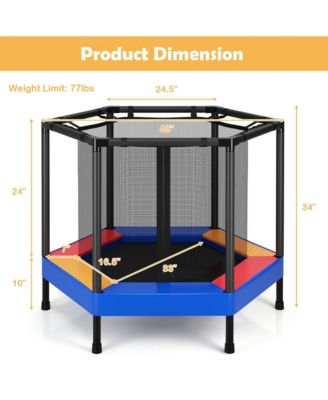 48'' Hexagonal Kids Trampoline Recreational Bounce Jumper W/Foam Padded Handrails