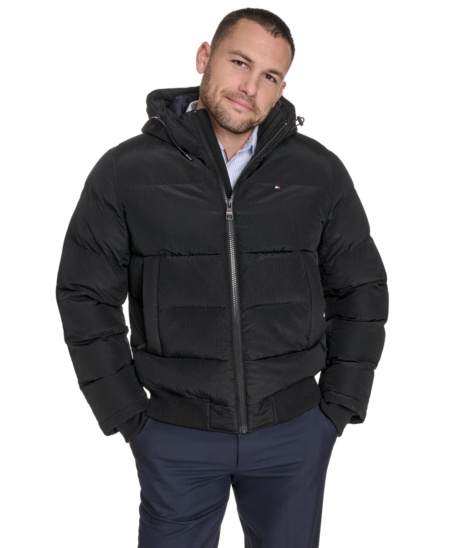 Мужская куртка Tommy Hilfiger Ribstop Hooded Snorkel, цвет: Чёрный — фото 1