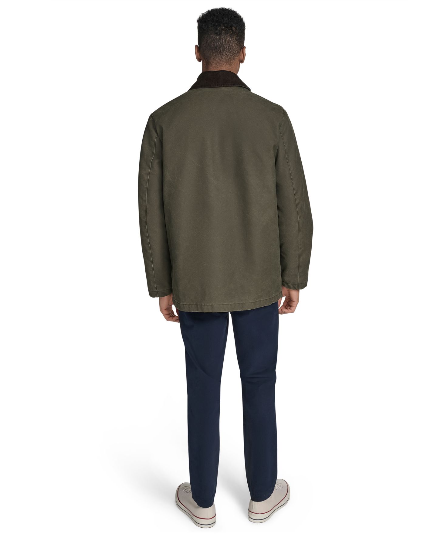 Мужское пальто Tommy Hilfiger Cotton Barn Coat with Corduroy Collar, цвет: Тёмно-зелёный ночной — фото 7