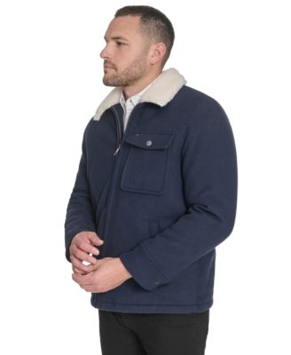 Men's Wool Blend Jacket with Sherpa Collar