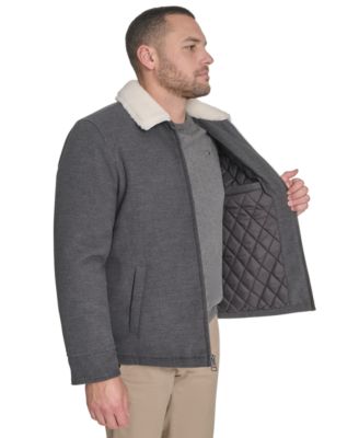 Men's Wool Blend Jacket with Sherpa Collar
